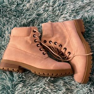 Pink Lace Up Boots Brand New, Never Worn Size 6
